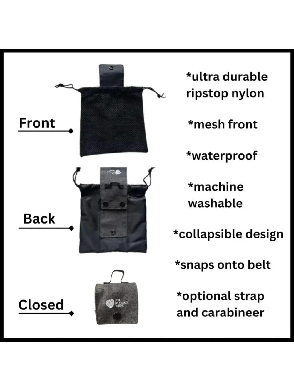 Collapsible Rock Collecting Bag - Foraging Pouch for Kids & Adults, Rockhound